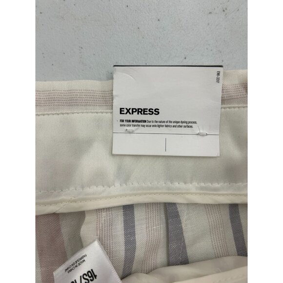 Express Pants Womens 16S/16C White Pink Gray Striped Ankle High RiseNWT - Picture 11 of 13